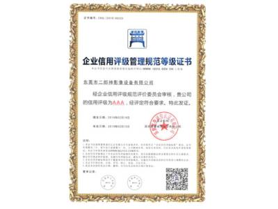 企業信用評級管理規範等級證書
